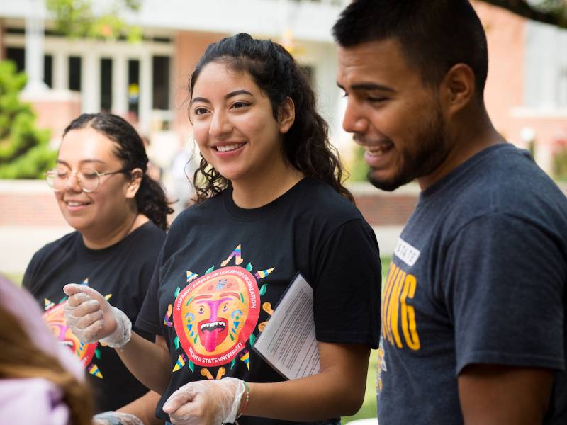Hispanic students at a campus event