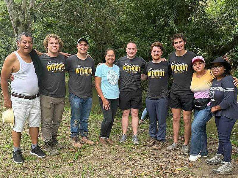 Students standing together in Ecuador