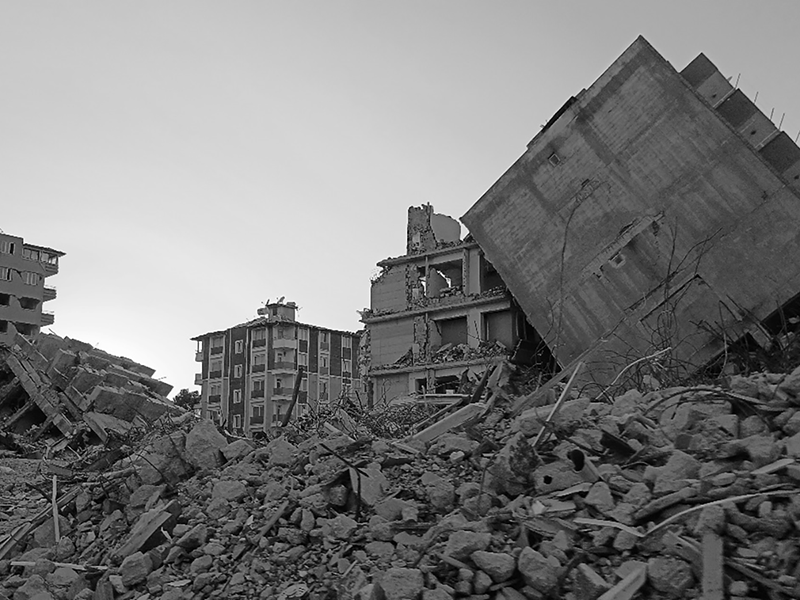 Image of the rubble in Antakya, Turkey, caused by an earthquake in 2023. 