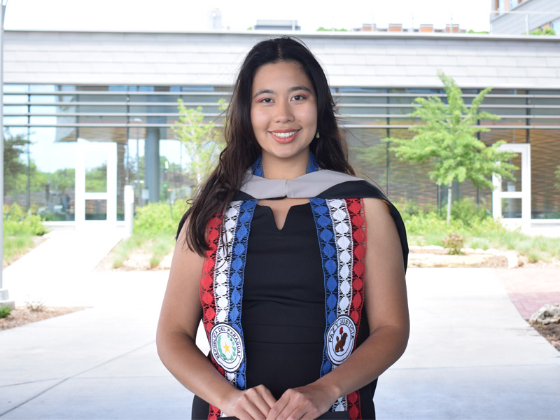 Yumi Kikuchi in her graduation regalia