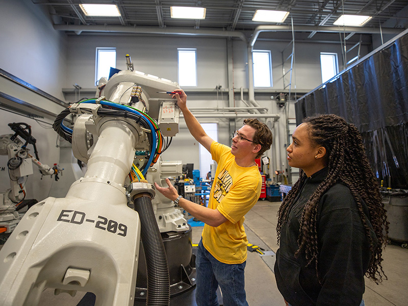 Students work in a NIAR lab at Wichita State University. 