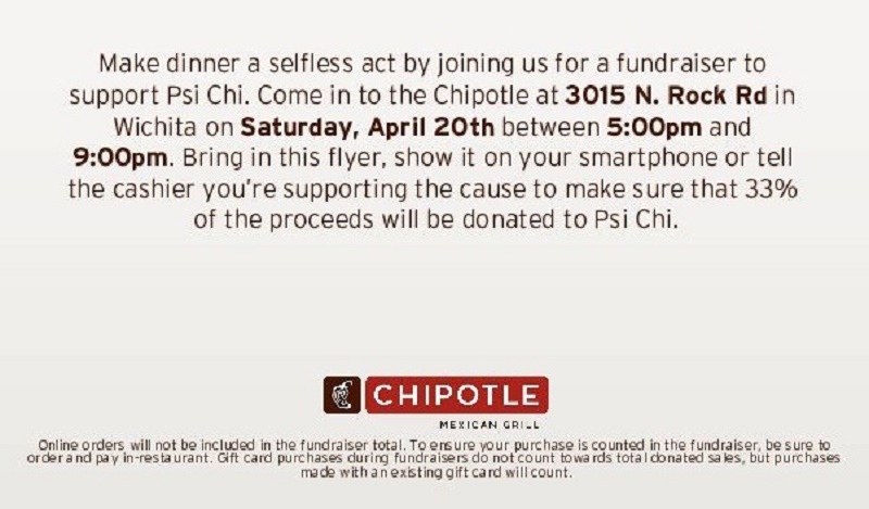 Chipotle fundraiser April 20, 2019