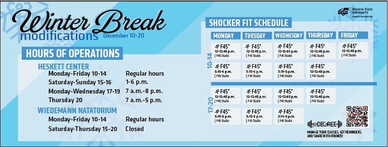 Heskett Center 2018 Winter Break hours