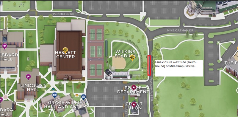 Lane closure for new shuttle stop construction