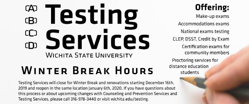 Testing hours change Dec. 2019