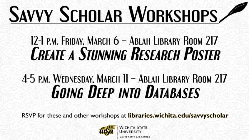 Savvy Scholar Workshops March 2020