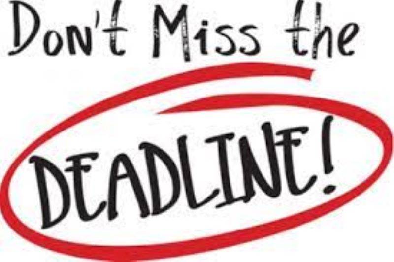 Don't miss the deadline