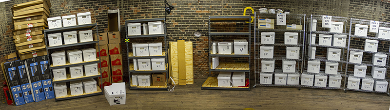 boxes in a storage room