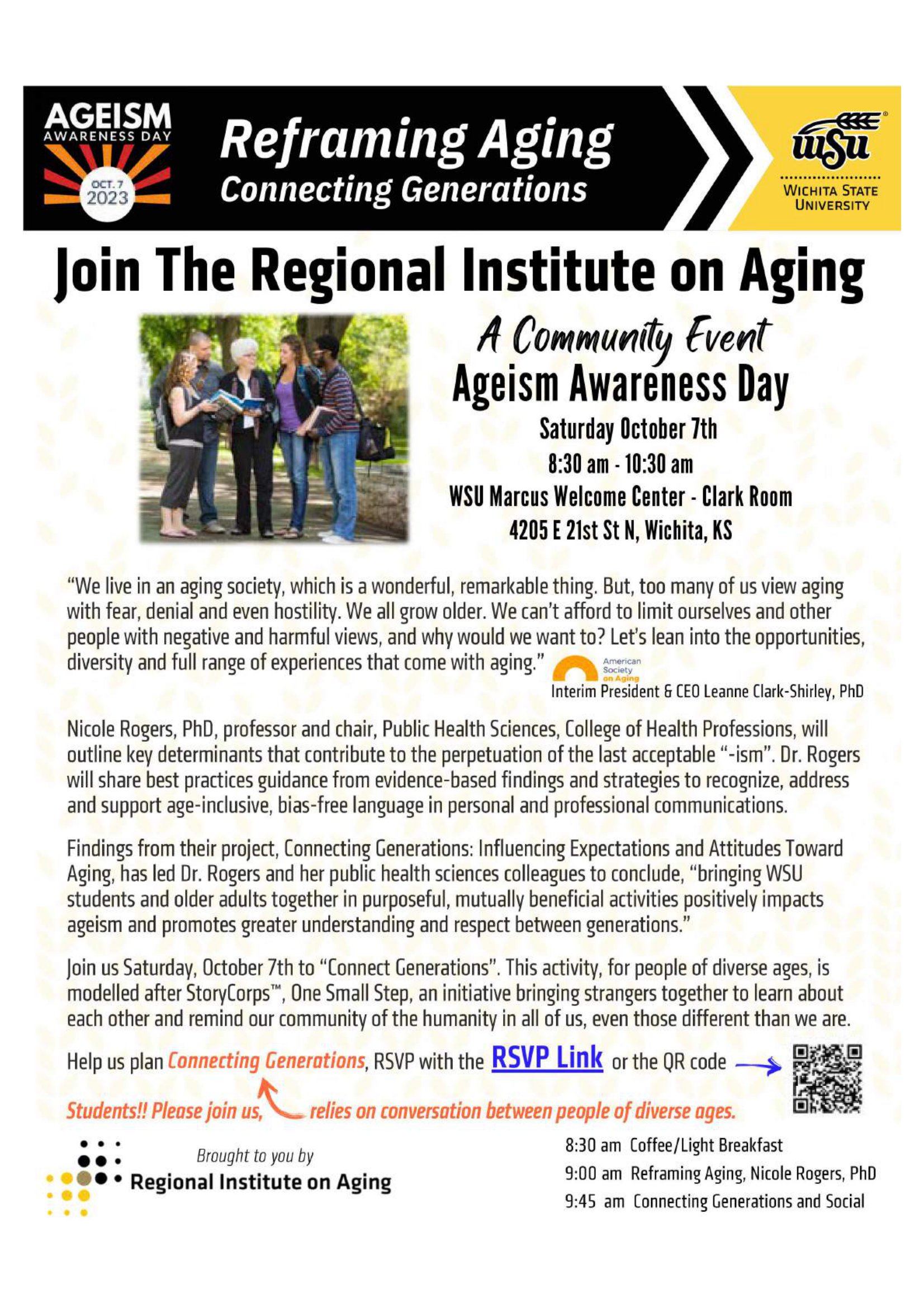 October 7th Ageism Event flyer. 
