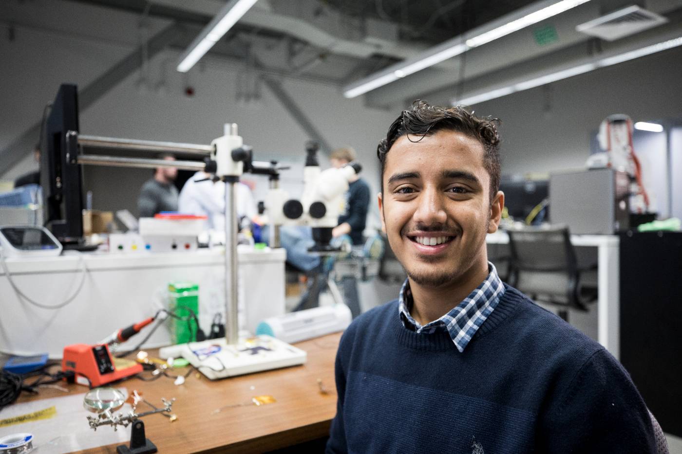 Engineering student in the biomedical lab