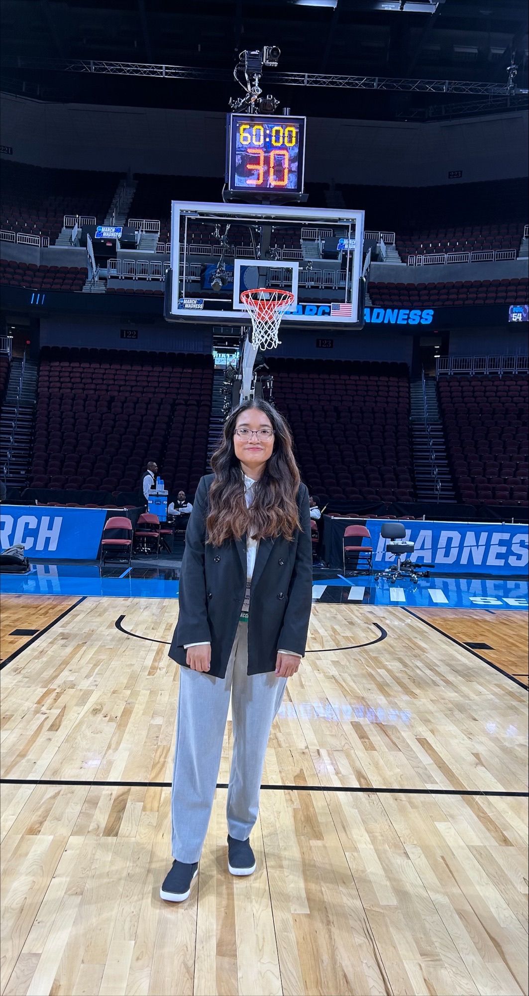 SLS Student, Larissa Raigosa, working the 2025 NCAA Tournament in Wichita