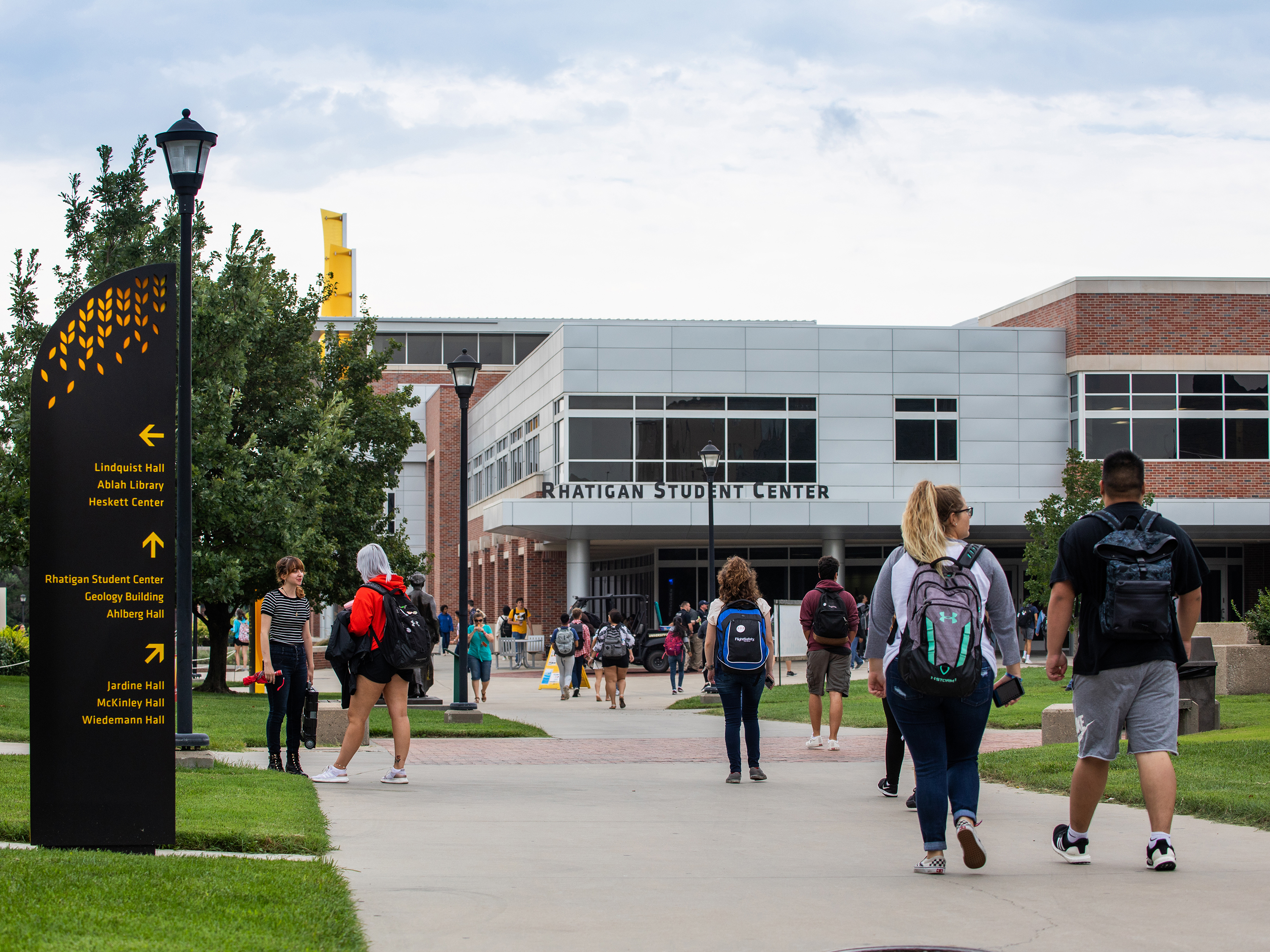 Students in front of Rhatigan Student Center