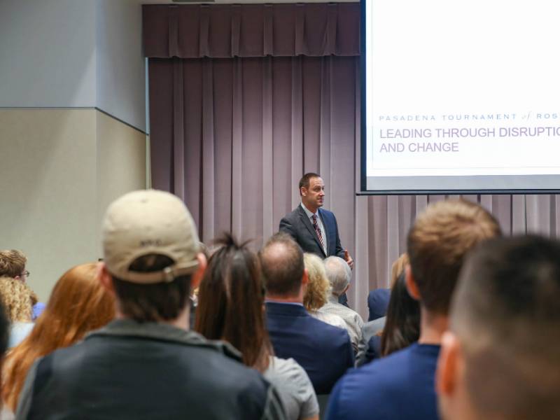 Education and Innovation thumbnail of professor addressing classroom
