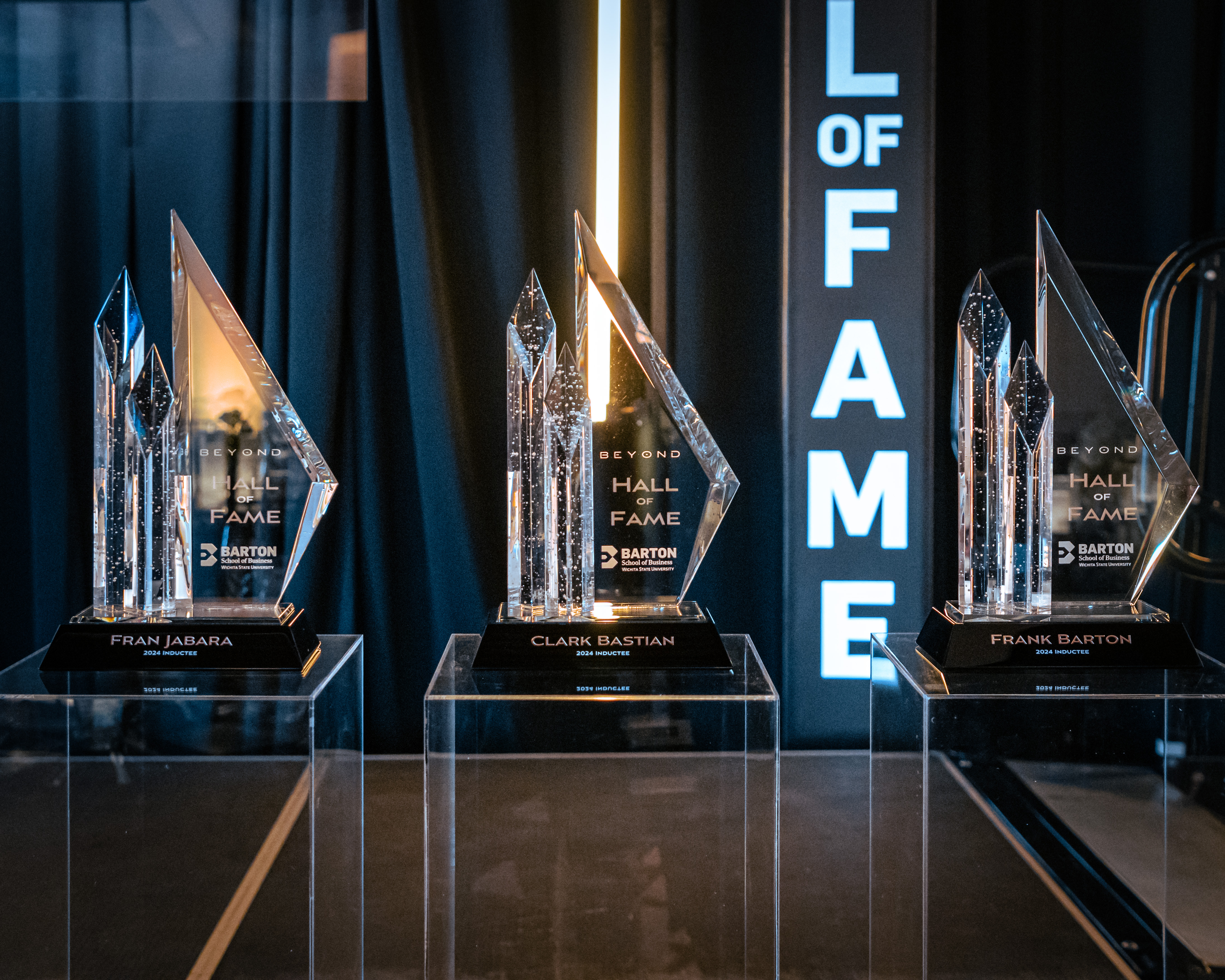 Hall of Fame trophies at the inaugural gala in February 2024.