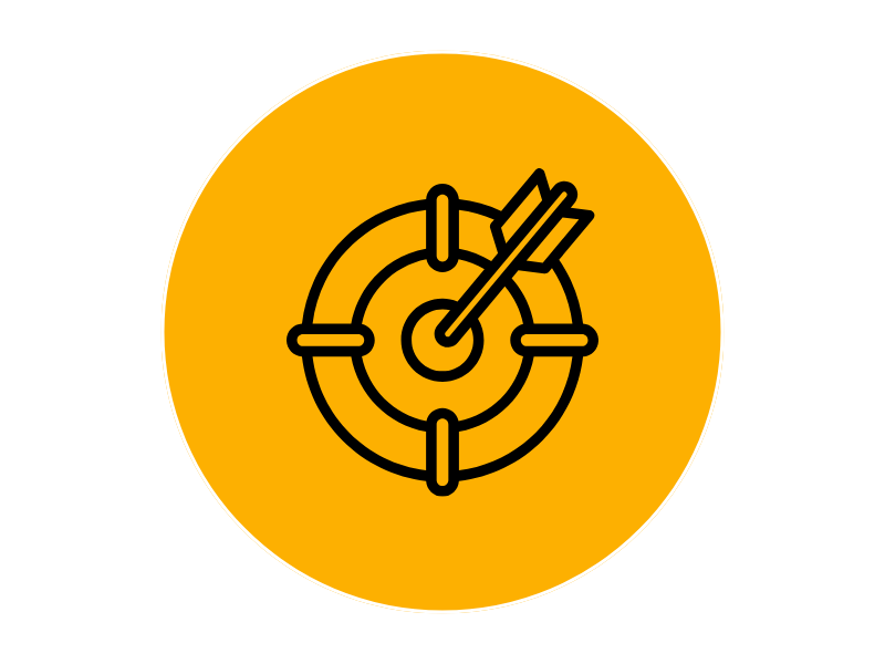 Icon depicting a target with an arrow in the center