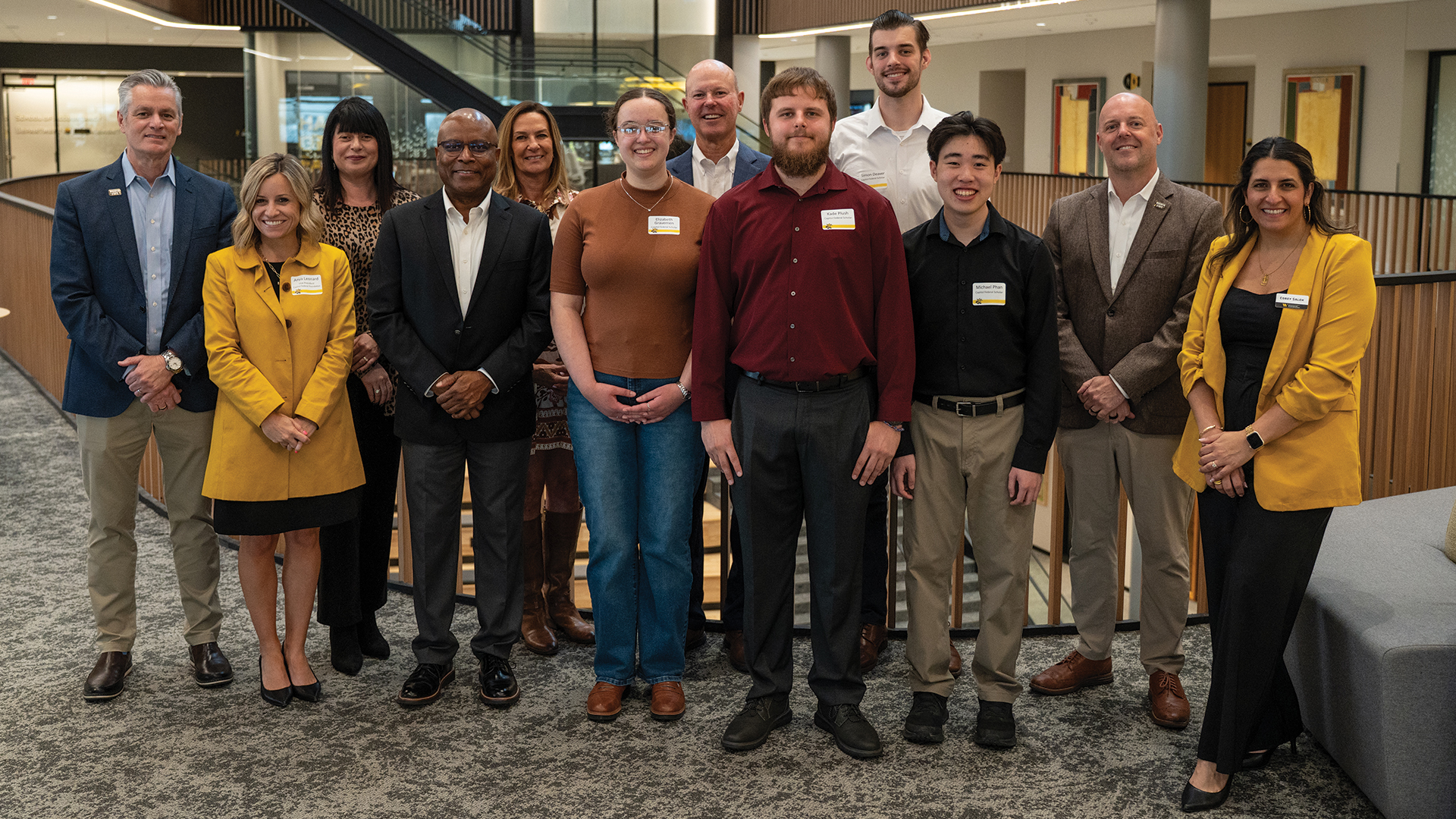 Barton School Capital Federal Scholars pose with Wichita State Leadership and team members
