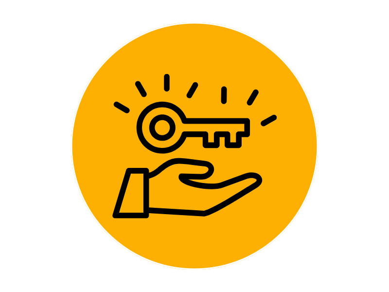 Icon depicting an open hand  holding a key