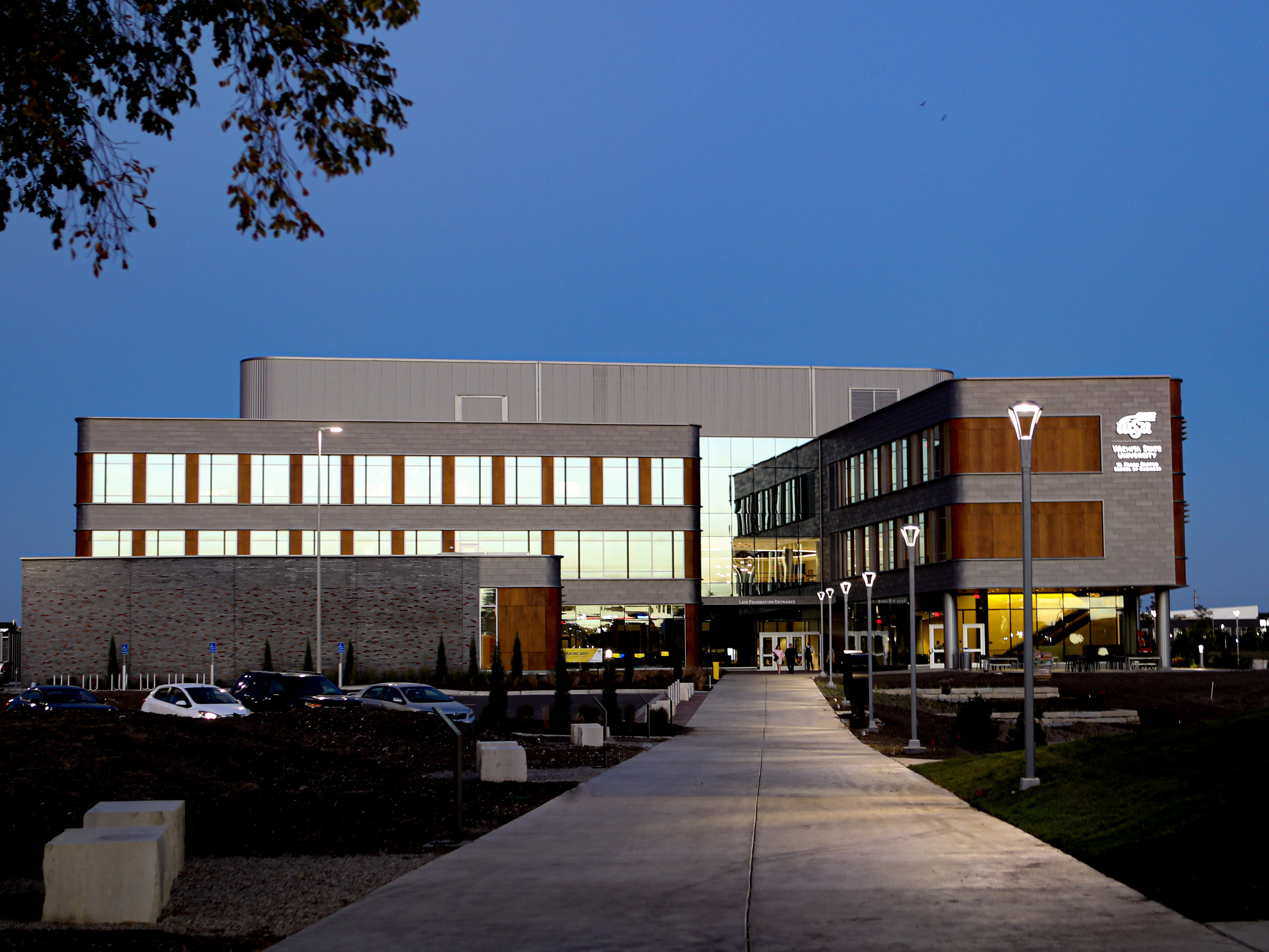 View of W. Frank Barton School of Business from the Plaza - Clinton Hall