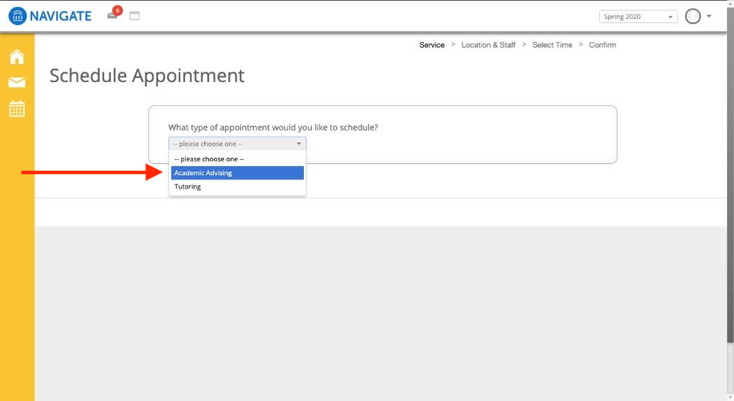 Step Two: Select “Academic Advising”  