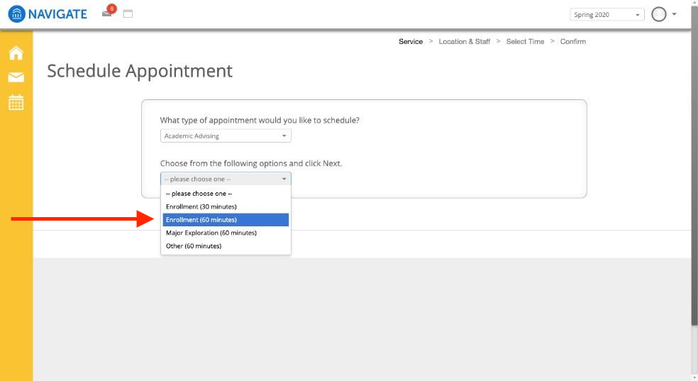 Step Three: Select “Enrollment- (60 Minutes)” Note: All phone advising appointments scheduled online for the Barton School of Business are for 60 minutes.