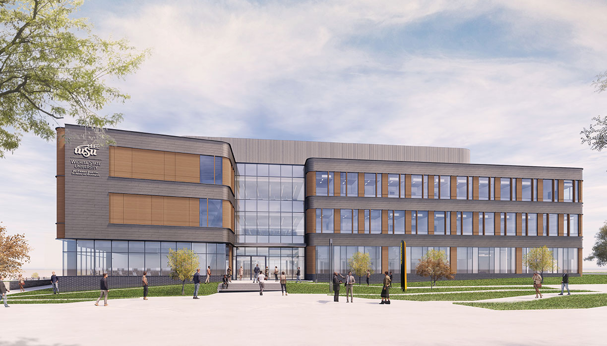 Photo of students walking in front of Rhatigan Student Center. 