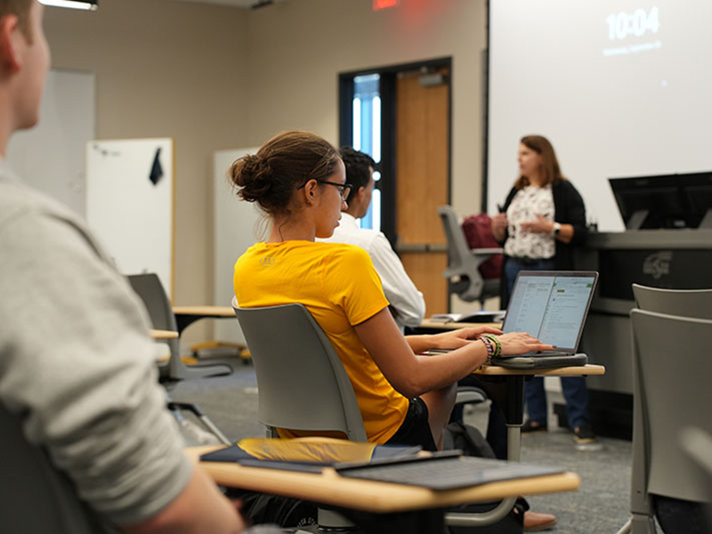 Students in class at Woolsey Hall