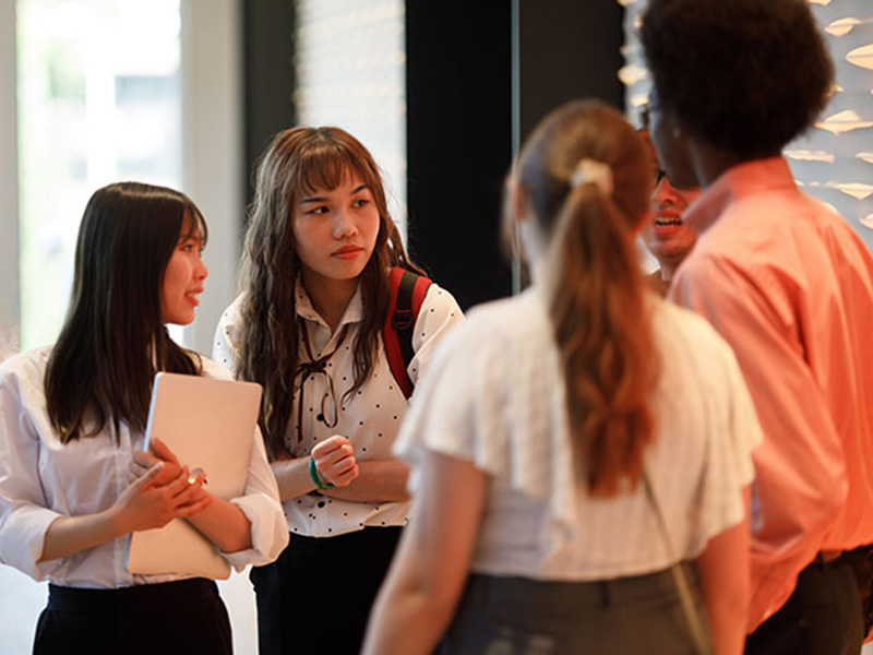 Business students in a classroom setting