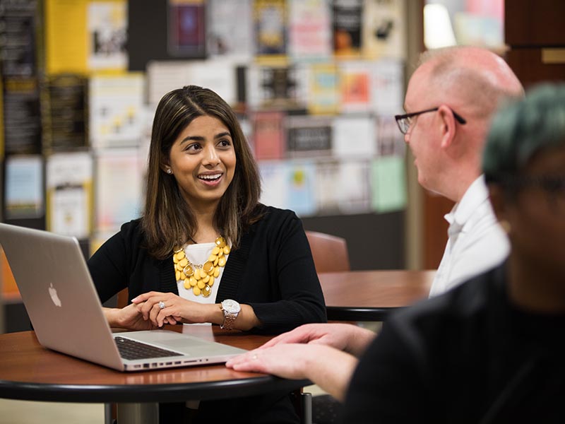 Business students meeting in Rhatigan Student Center