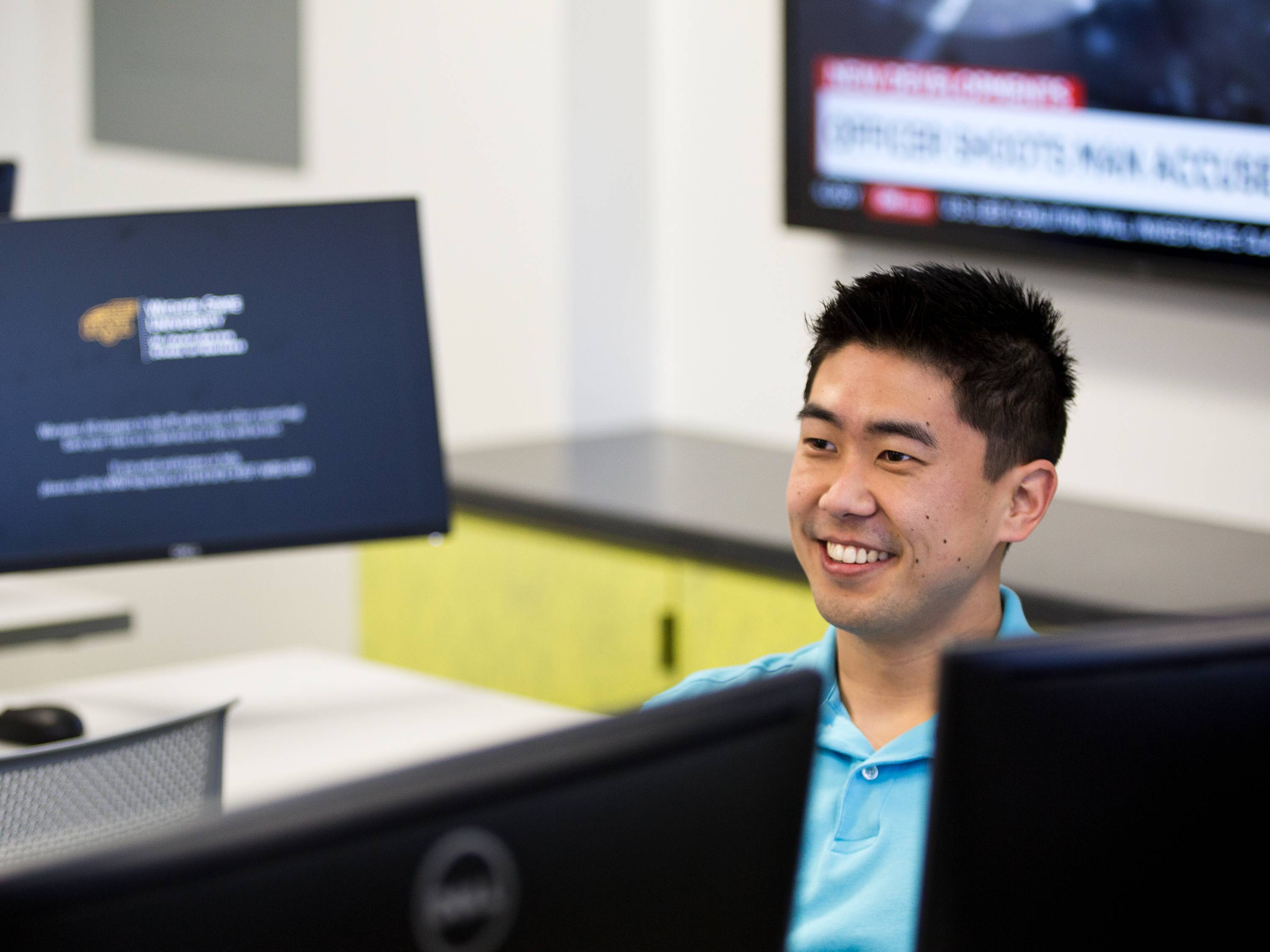 Student in computer lab