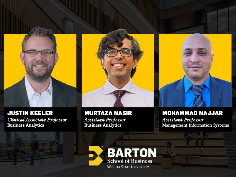 New Barton School Faculty members Justin Keeler, Murtaza Nasir, and Mohammad Najjar.