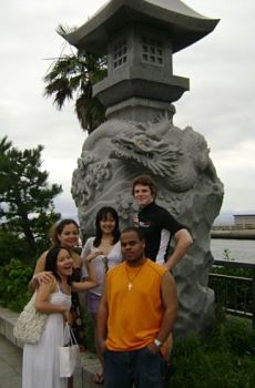 Students studying abroad. 