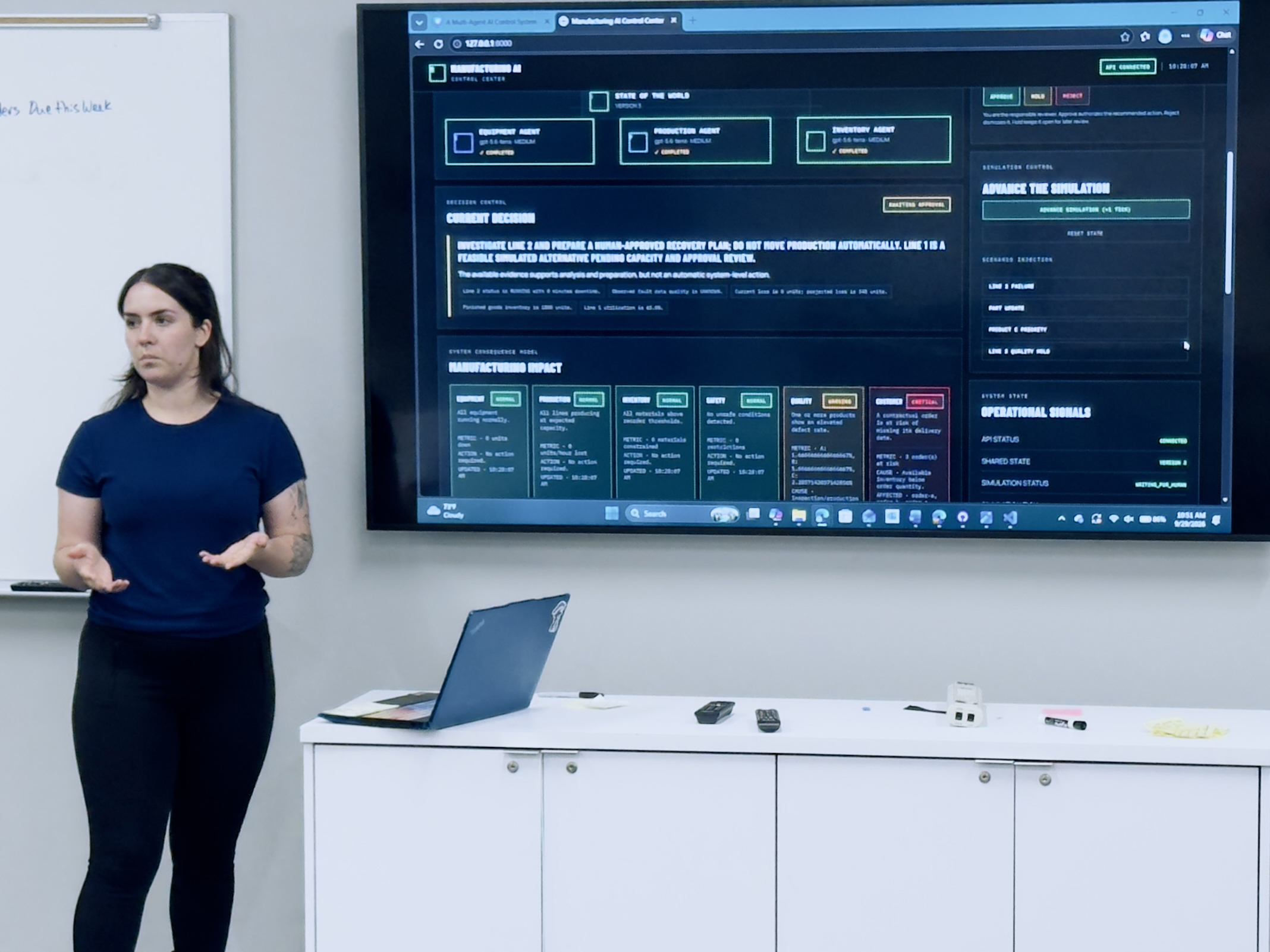 Bella presents her concept for a manufacturing monitoring system