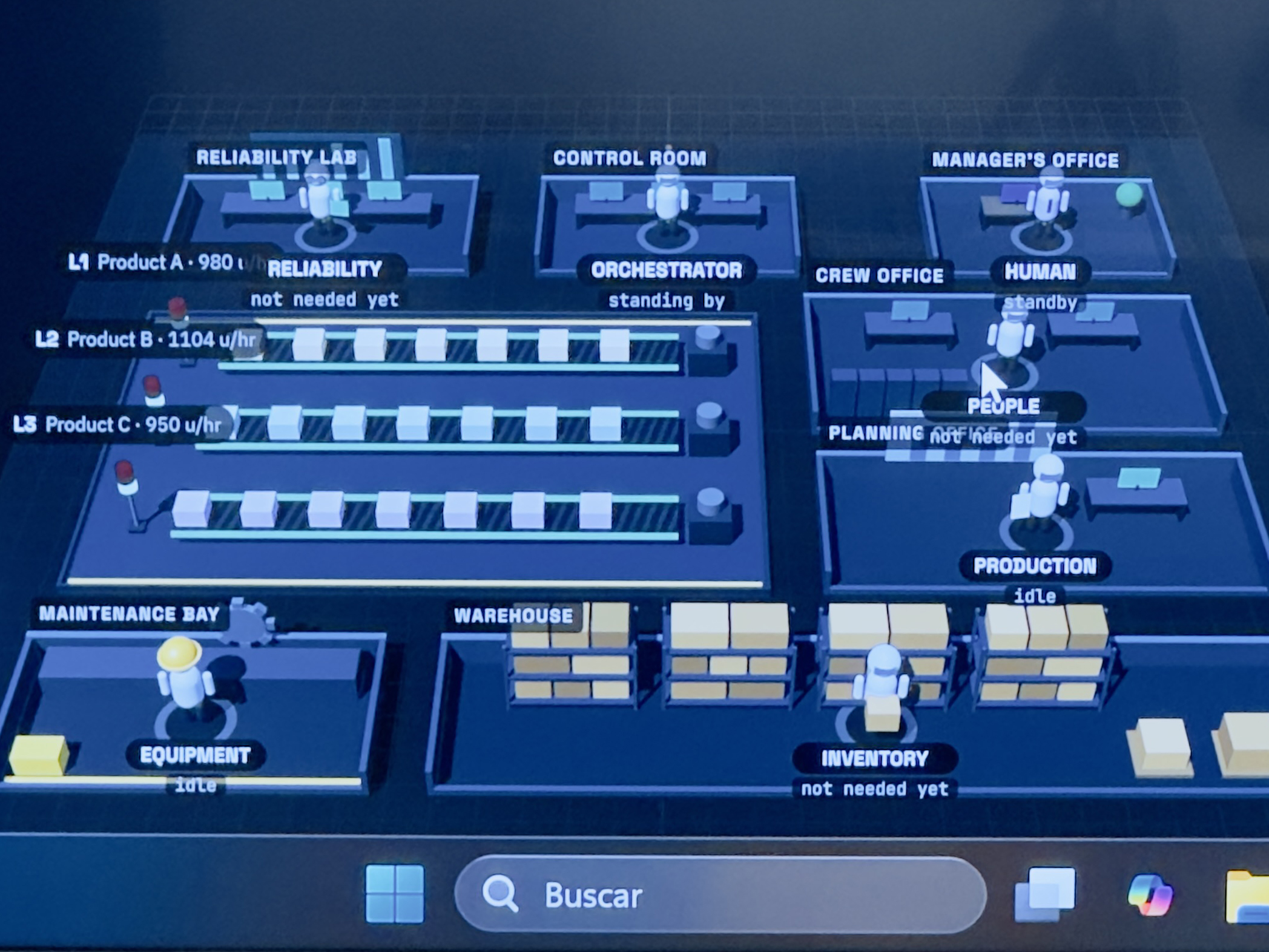 Machine line AI monitoring 3d rendering