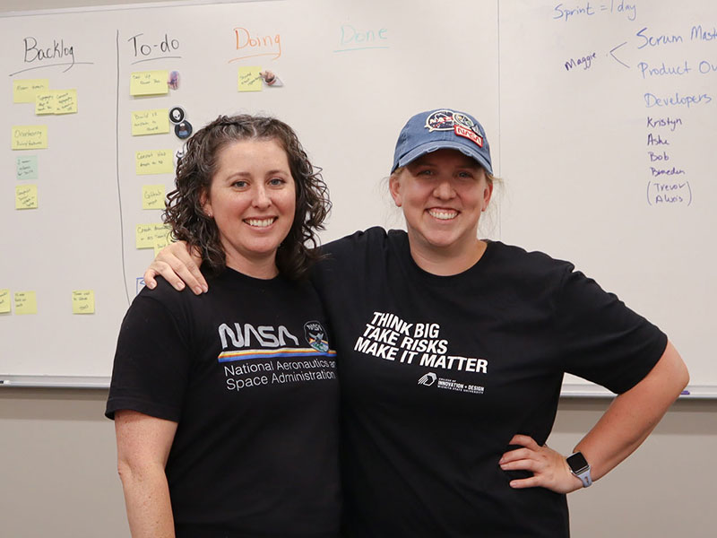 Maggie Schoonover and Kristyn Waits in the Open XR Lab