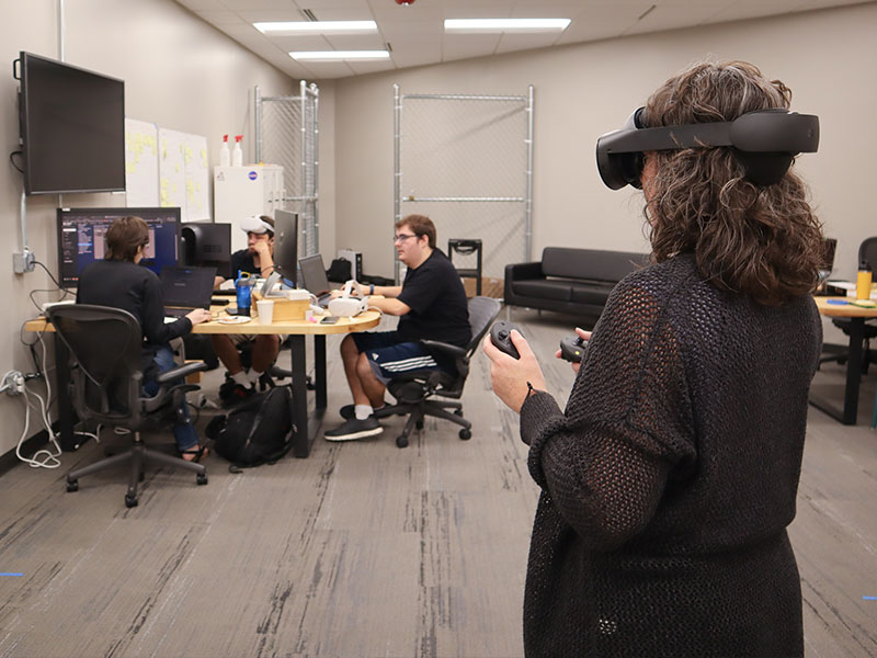 Maggie Schoonover in a VR headset