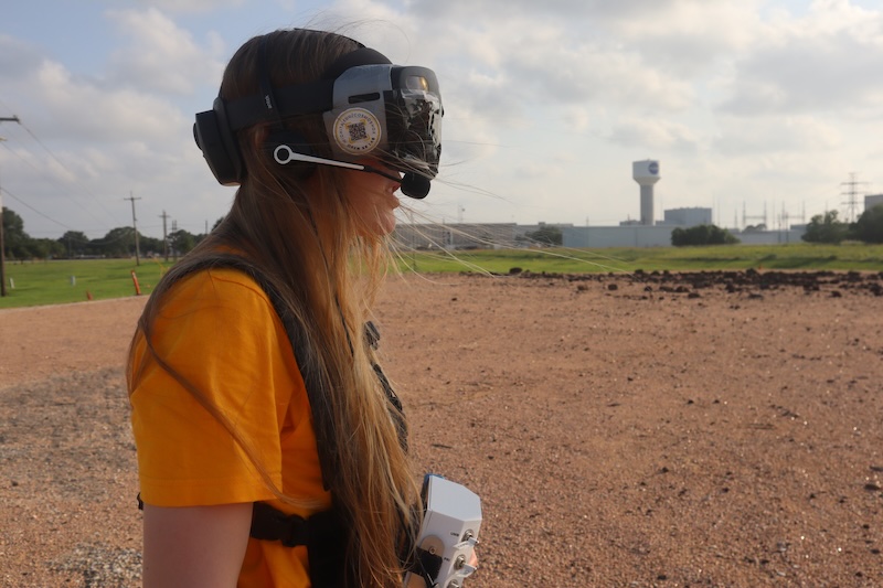 Student with HMD at Johnson Space Center