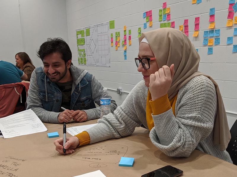 Arij Kastli and Piyush Kalra working at Design Thinking Workshop