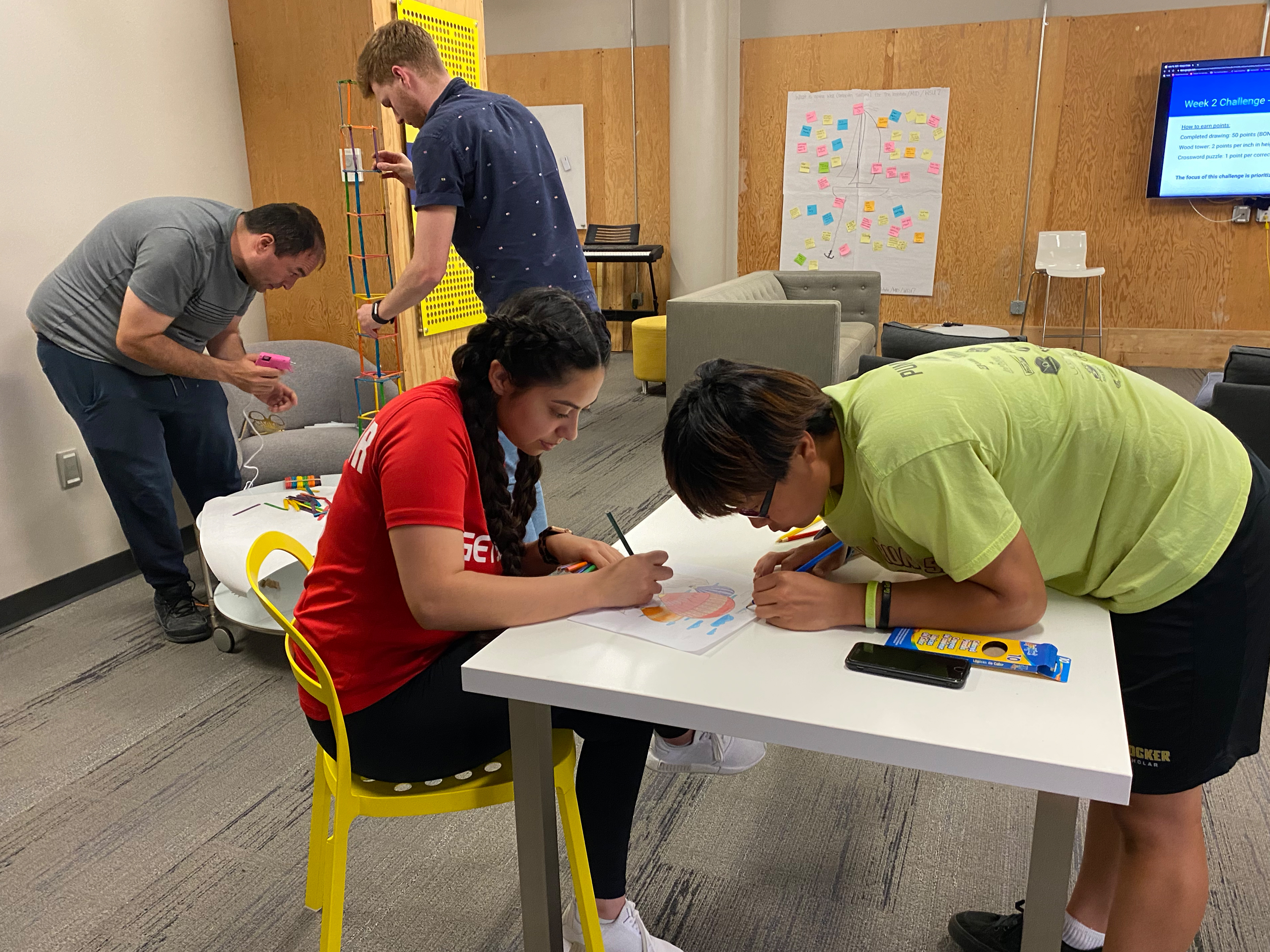 Students work together to complete Leadership Exercise