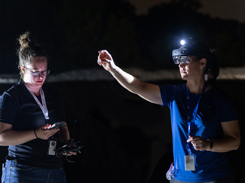 Abby and Amanda Smith at NASA Rock Yard Testing Facility