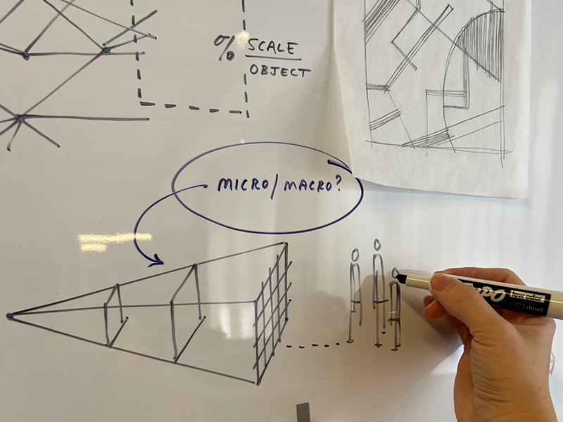 Notes on whiteboard for College of Innovation and Design Sustainability course