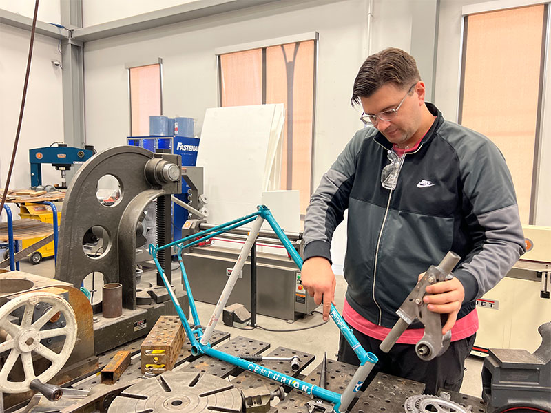 Felipe in GoCreate prototyping a new bike