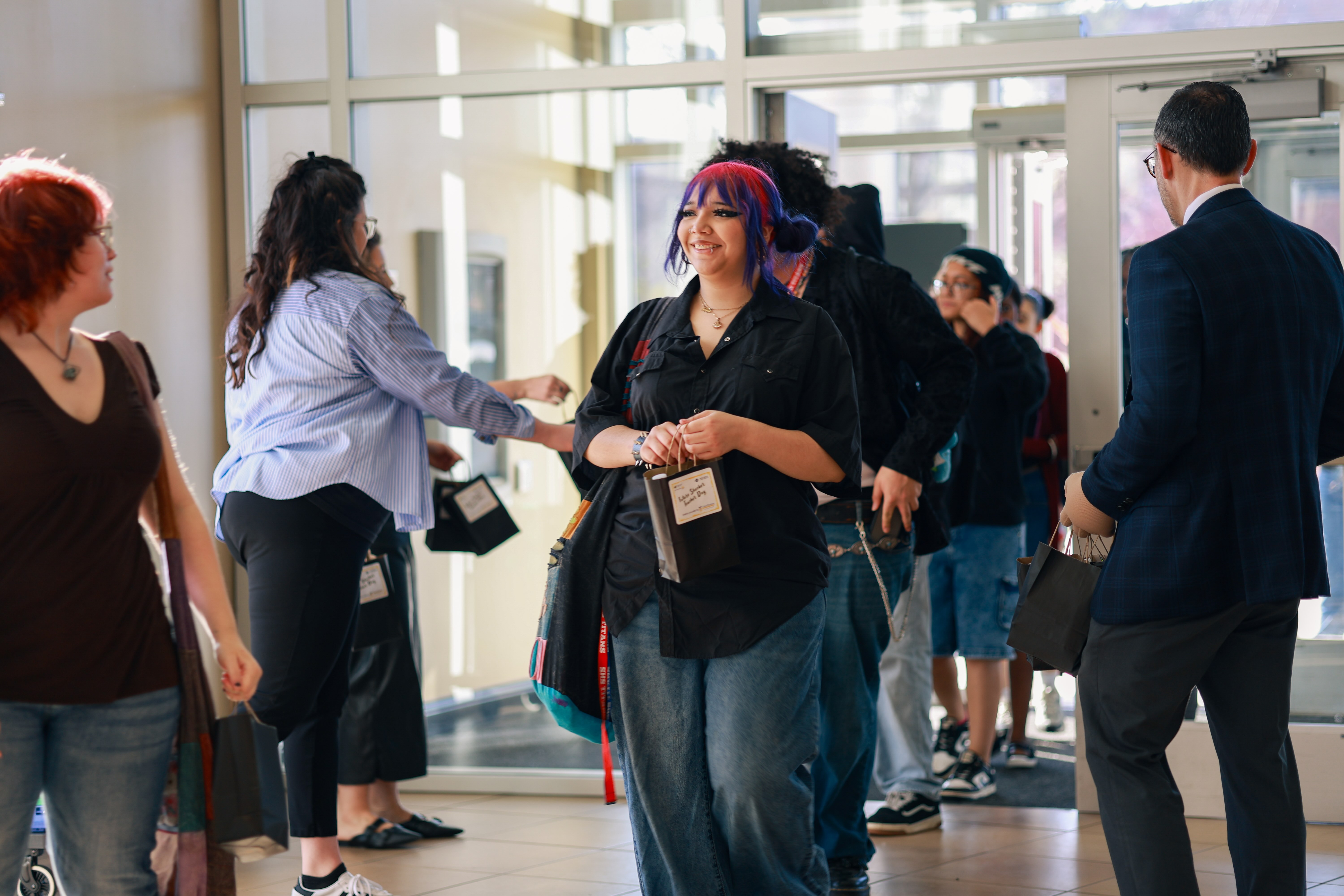 High school students arrive at Wichita State’s College of Education and receive welcome bags during Future Educators Day.