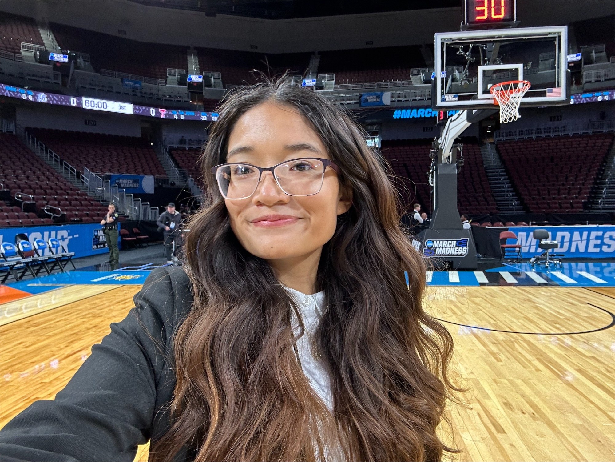 SLS Student, Larissa Raigosa, working the 2025 NCAA Tournament in Wichita