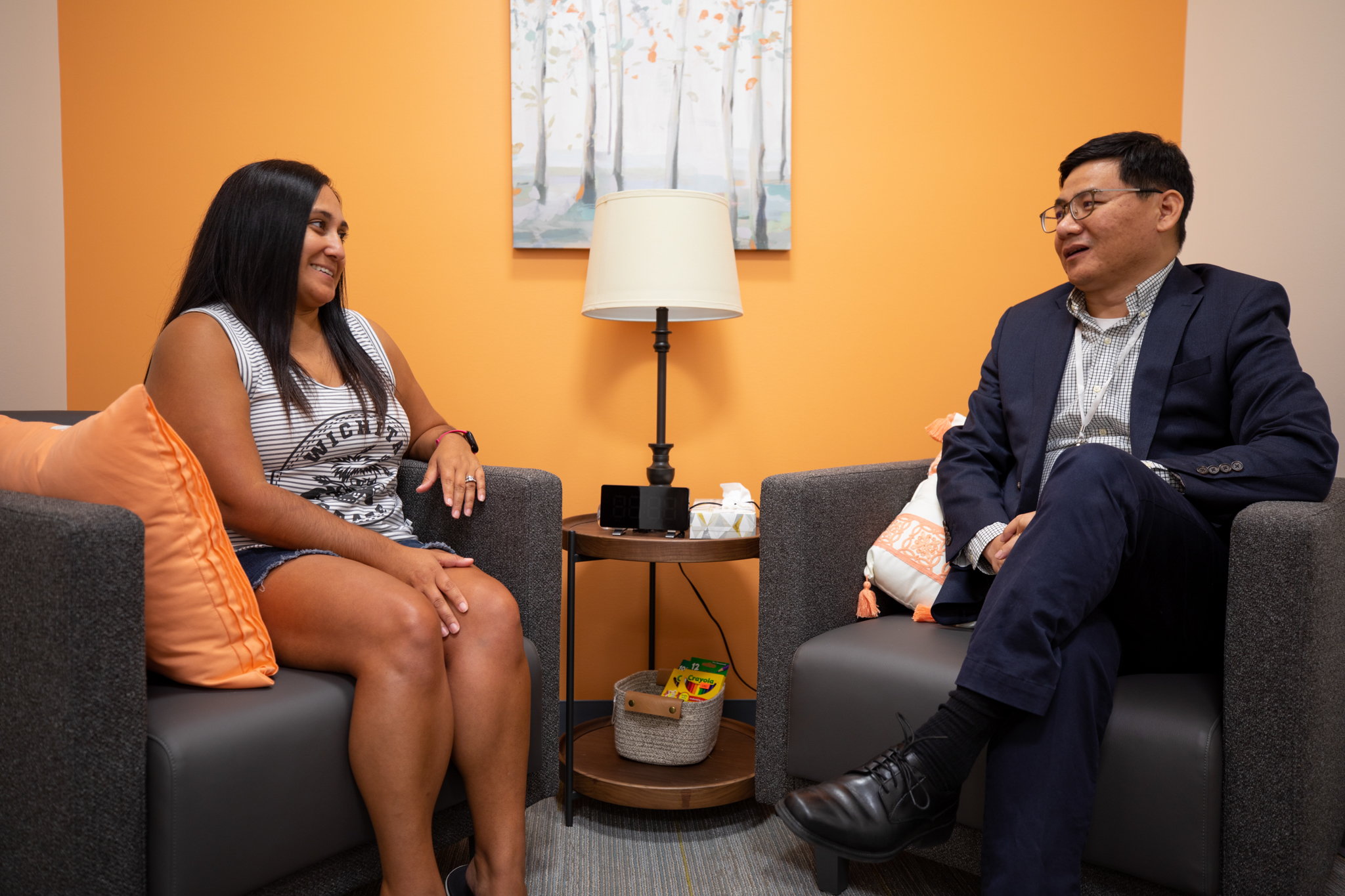 Student and instructor practicing counseling techniques