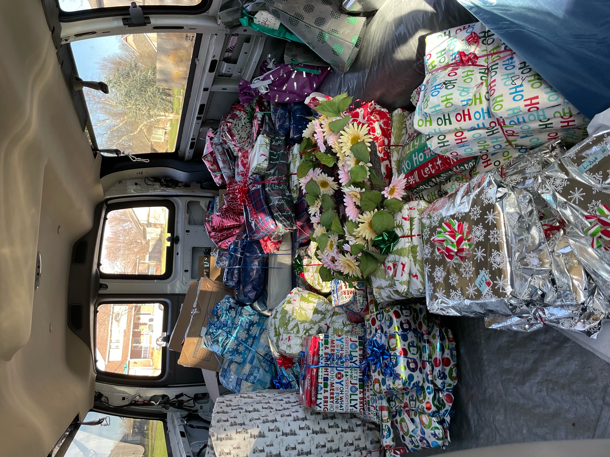 Van filled with presents