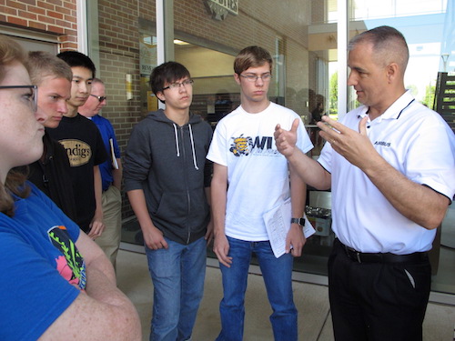 Students working with an Airbus engineer!