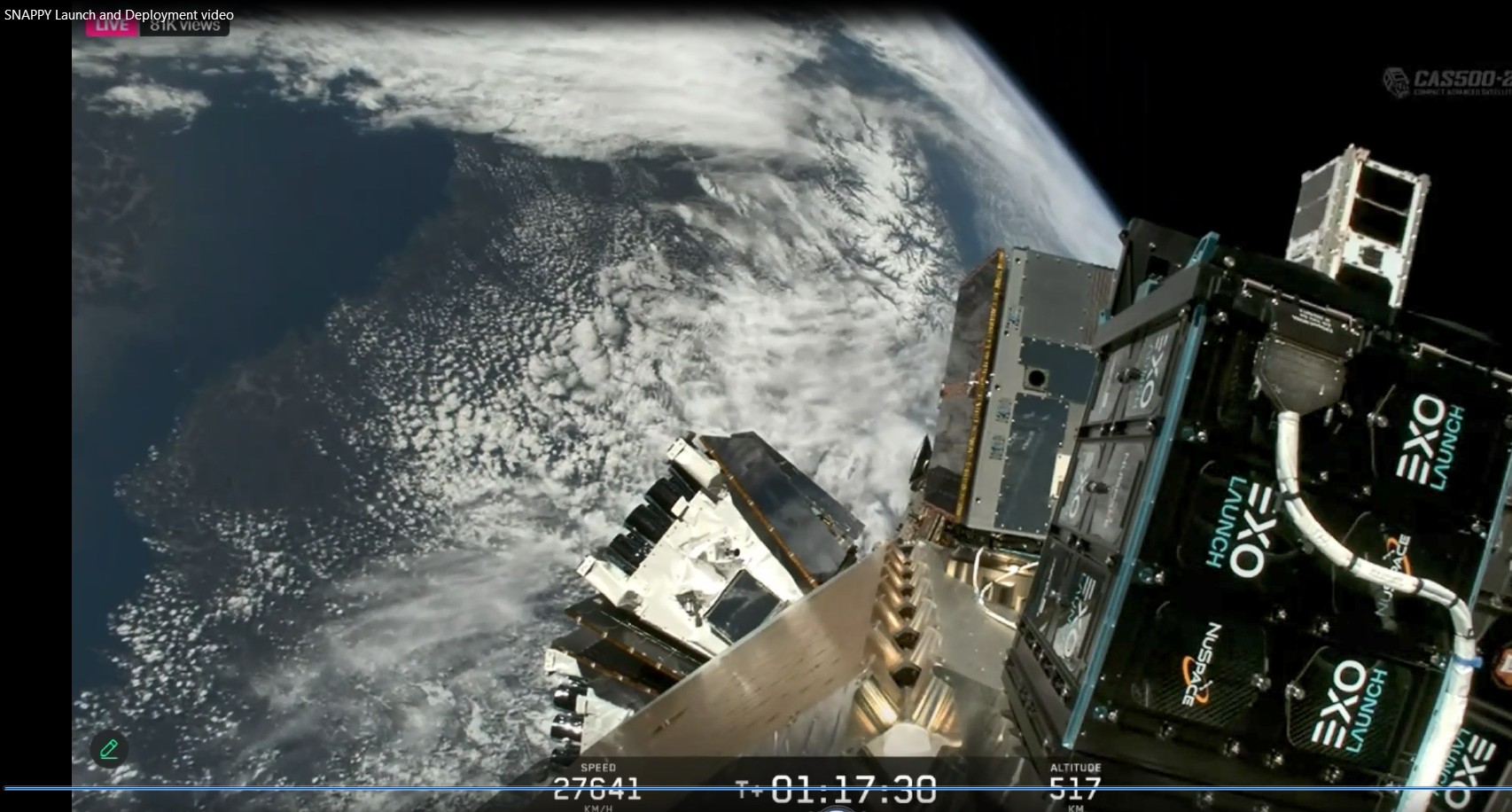 SNAPPY being ejected out of Exopod during SpaceX's CAS 500-2 mission.