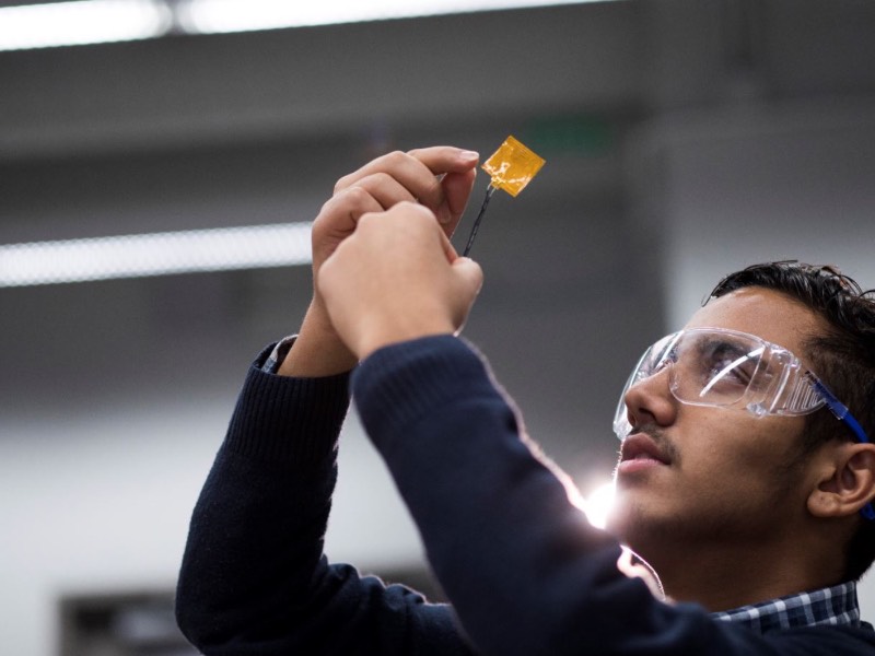 Student working in lab.