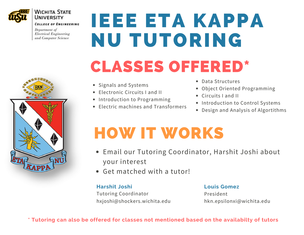 Eta Kappa Nu classes tutoring graphic