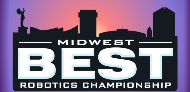 Midwest BEST Regional event logo showing Wichita KS skyline against sunset
